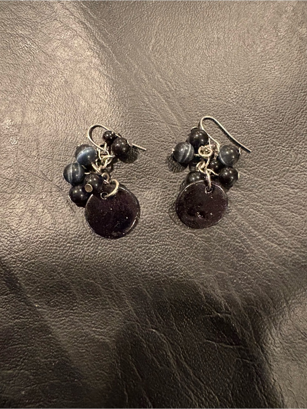 Handcrafted Black Bead Cluster Drop Earrings